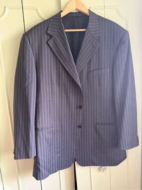 Canali Navy Pinstripe Two-Button Suit Jacket